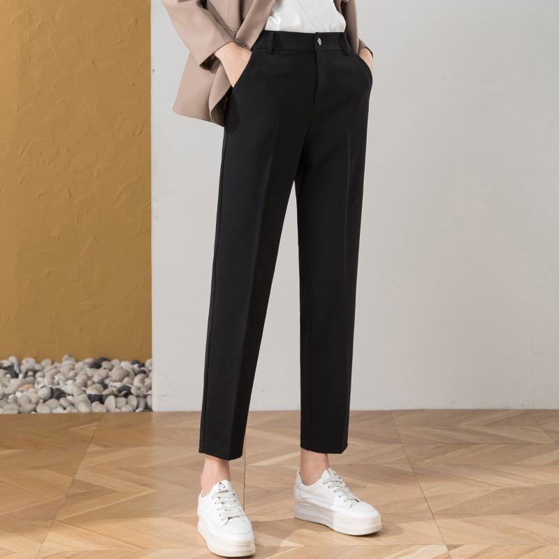 High-waisted nine-point pants women's earth-colored thin temperament casual pants without belt office white-collar suit pants Zhengzhou pants