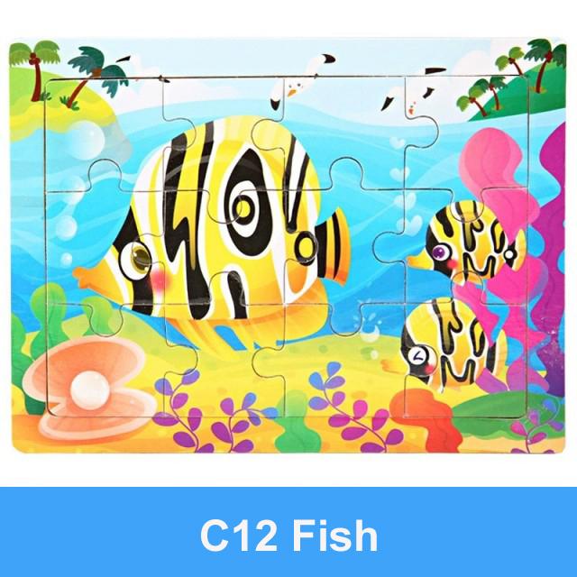 15*11cm Montessori Wooden 3D Puzzle Cartoon Animal Intelligence Jigsaw Game Early Learning Educational Toys For Children