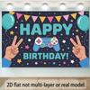 Gaming Birthday Party Banner, Polyester Backdrop for Home Room Wall Decor and Photo Supplies