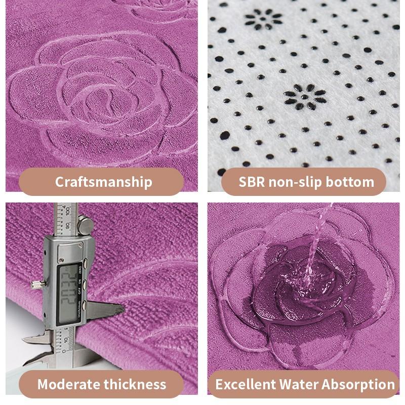 Tappetino da bagno con rose in rilievo Tappetino da bagno antiscivolo nel lavabo Vasca da bagno Tappeto da pavimento laterale Doccia Zerbino Memory Foam 3D Pad