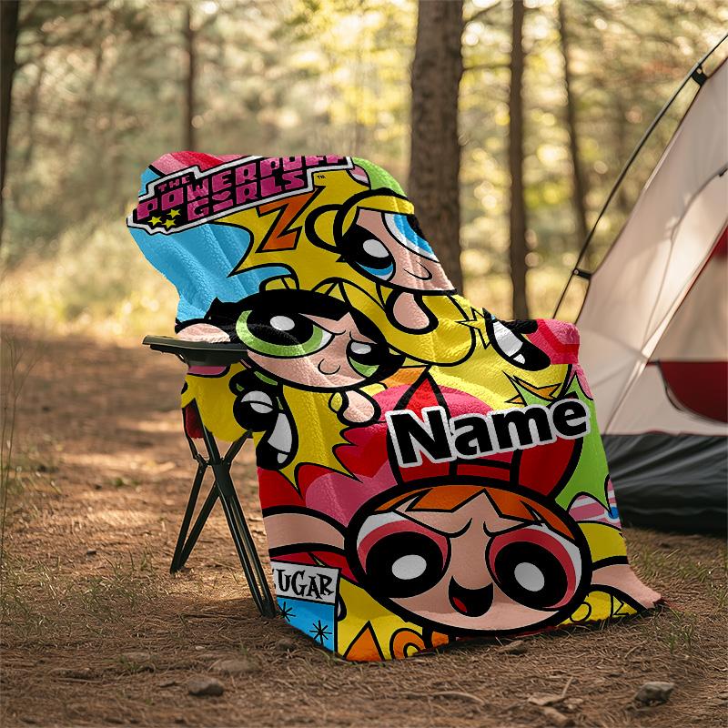 Customizable The Powerpuff Girls Throw Blanket – Personalized Name, All-Season Cozy Snug Blanket, Machine Washable, Personalized Blanket