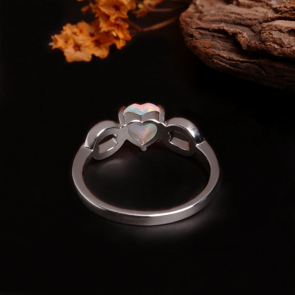 Sweet romantic style October Birthstone Natural Opal heart-shaped ring Earrings jewelry set women and girls birthday gift