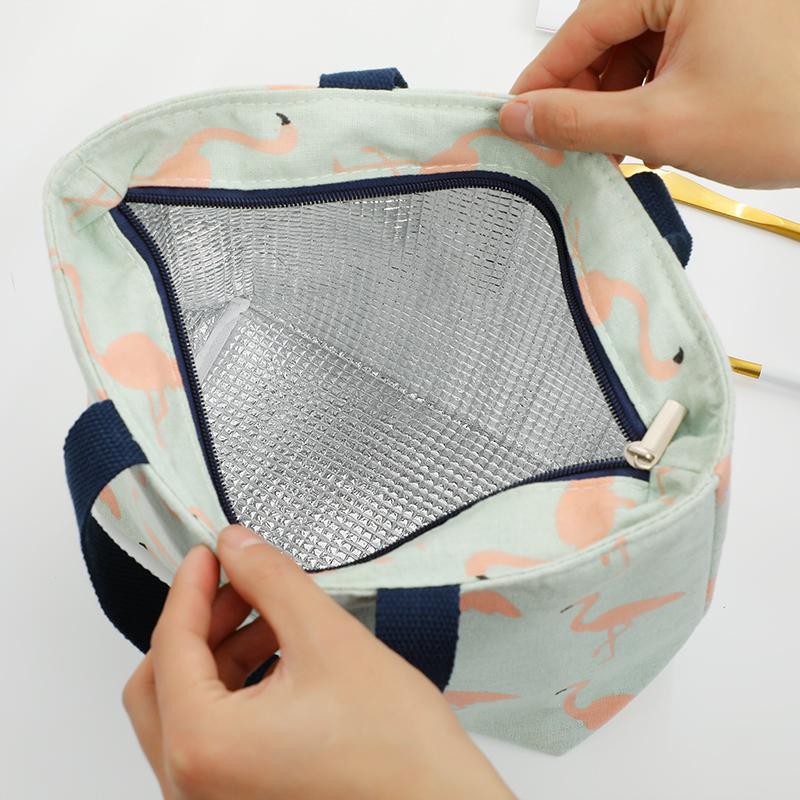 1 PCS Lunch Bag For Women Funny Cartoon Kids Bento Fresh Cooler Bags Flamingo Thermal Breakfast Food Box Portable Picnic Travel