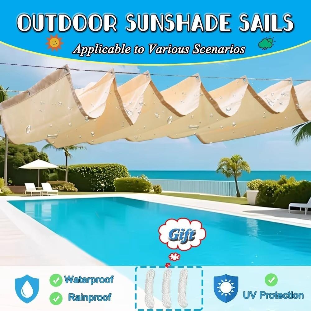 Waterproof Wave Retractable Sun Shade Canopy Heavy Duty Garden Sunshade Net Patio Terrace