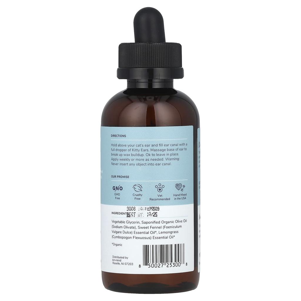 Kin+Kind, Kitty Ears, Leave-In Cleansing & Soothing, Sweet Fennel Lemongrass, 118Ml(4Fl Oz)