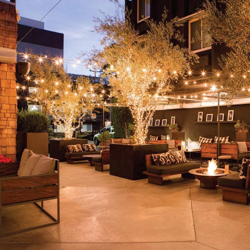 G40 String Lights with 25 Tungsten Filament Bulbs - Plug-In, Energy-Saving, LED, European/American/British Standard, Ideal for Courtyard Use.