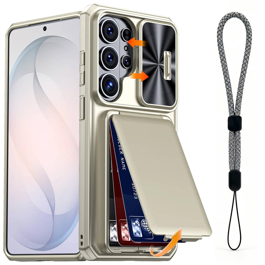 WEFOR for Samsung Galaxy S24 Ultra 2024 Case Wallet+Lanyard Wrist Strap, Built-in Card Holder (3-4 Cards) & Slide Camera Cover