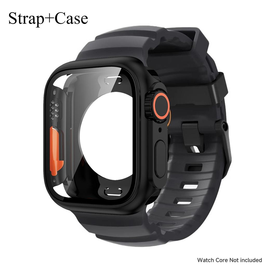 Silicone Strap For Apple Watch 44mm 45mm 46mm Bracelet+Screen Protectores Change To Ultra For iWatch Series 11 10 9 8 7 SE 6 5
