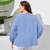 Plus Size Women V Neck Loose Long Sleeve Casual Elegant Blouse Ladies Top