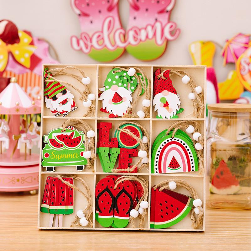 

Themed Summer Decorative Wooden Hanging Ornaments Featuring Watermelon And Strawberry Designs For Charming Dcor Home Watermelon B