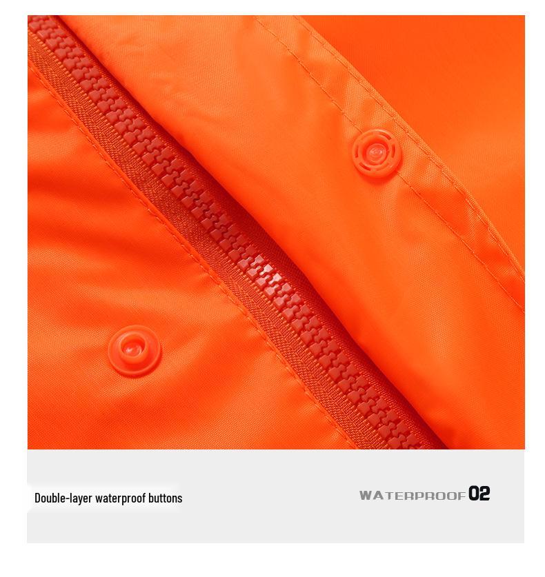 Men's Orange Raincoat & Pants Set with Reflective Strips for Construction and Cleaning