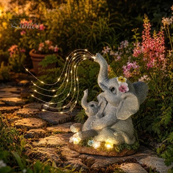 Solar Balkon Dekoration Katze Gartenstatue, Harz Outdoor Getigerte Deko mit Auto LED Terrassenlicht, IP65 Wasserdicht Rasenornament für Terrasse, Geschenk Liebhaber