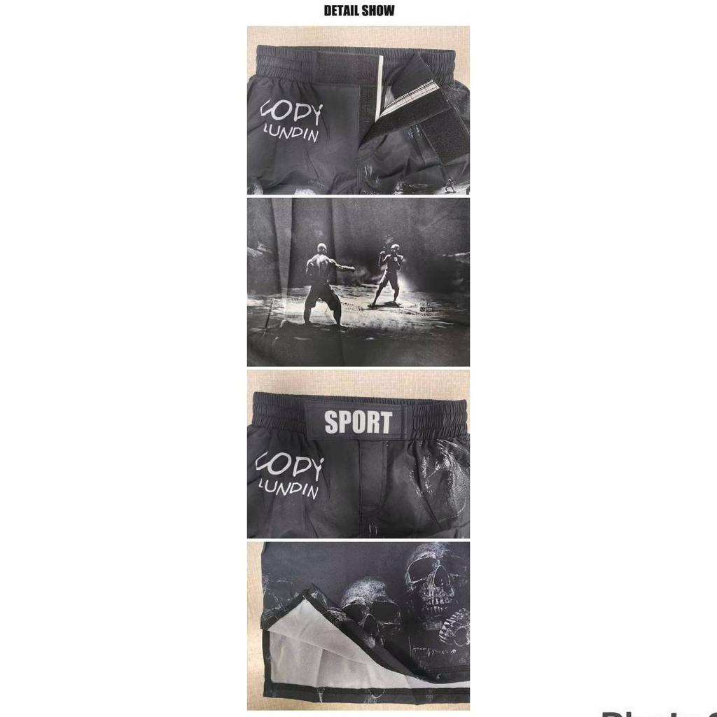 MMA Muay Thai Kickboxen Shorts Fitness Unisex Herren Damen Workout Schnelltrocknend Druck Elastischer Bund Gym Fitness Training