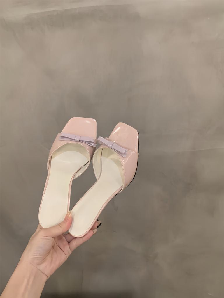 Purple stiletto high heels one-word cool slippers fairy shoes 2024 new summer fashion outside temperament sandals