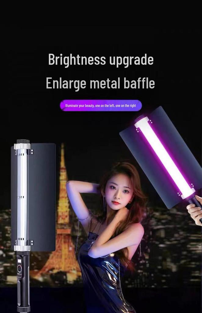 50W RGB Handheld LED Photography Light – Full Color Atmosphere and Live Broadcast Fill Light