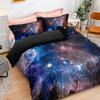 3-Piece Galaxy Bedding Set Soft Comfortable Red Starry Sky Duvet Cover & Pillowcase No Pillow Core Included