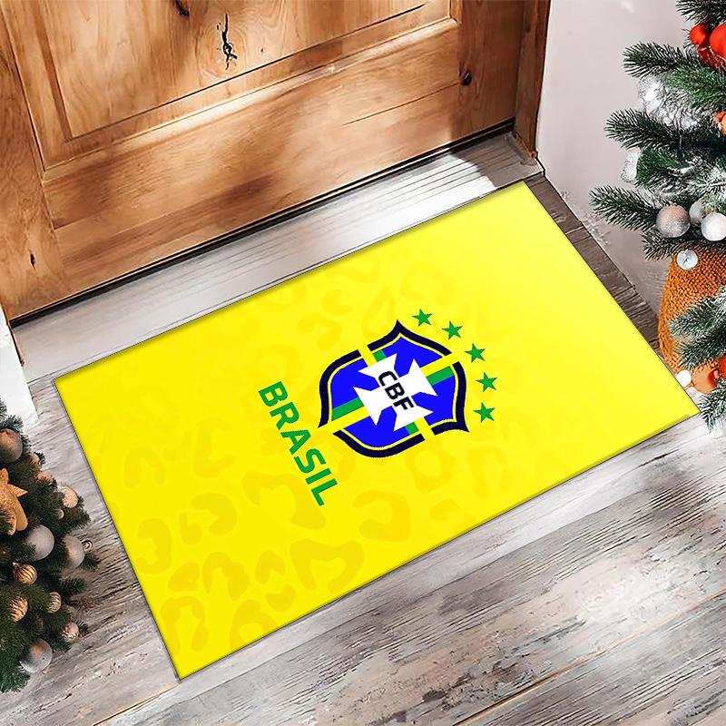 Brazil national football team Printed Flannel Area Rug Non Slip Soft Polyester Floor Carpet Indoor Decor Mat for Bedroom Living Room Sofa