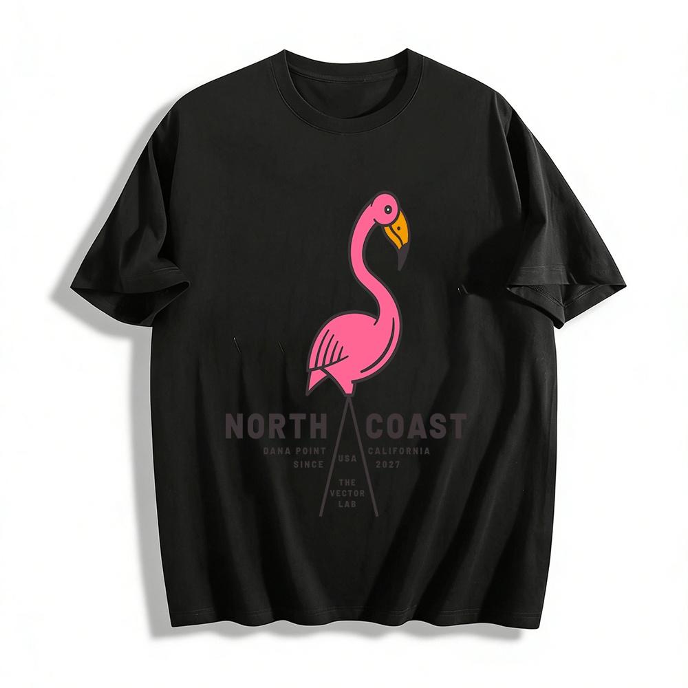 North Coast Dana Point Flamingo Print Casual Tee USA Pure cotton T-shirt XXS