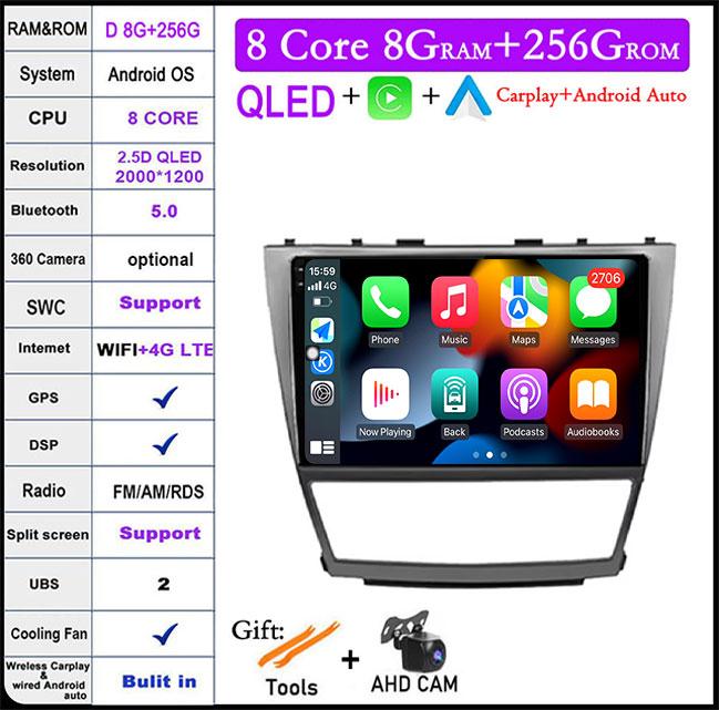 DSP 10 Inch For Toyota Camry 40 2007-2011 IPS/QLED Screen Car Radio Android 14 Autoradio Multimedia Video Navigation GPS