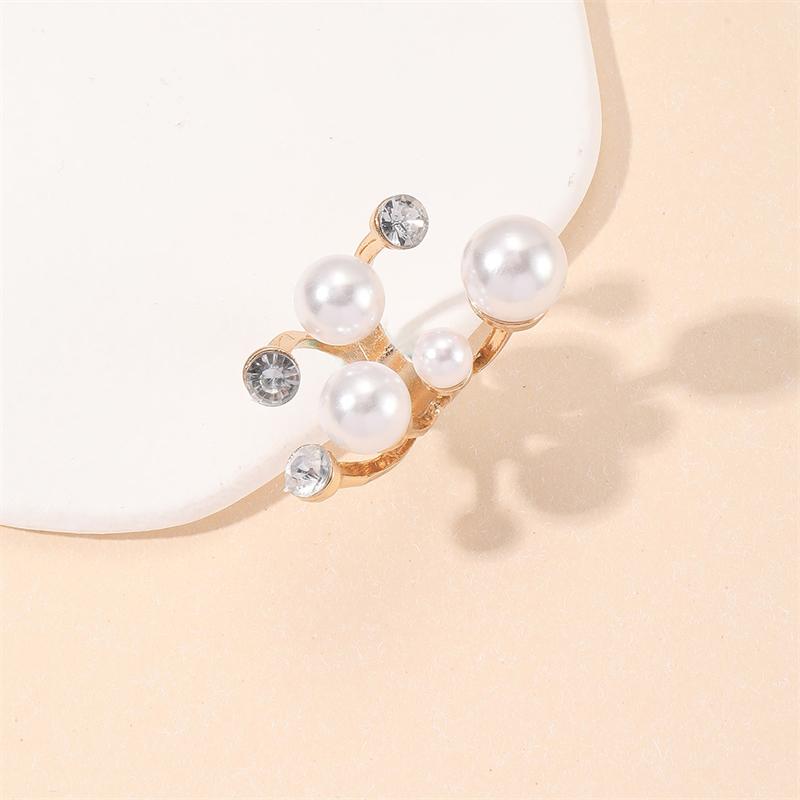New Pearl Knuckle Open Rings for Women Multi Imitation Pearl Beads Crystal Engagement Rings Fingers Jewelry bague femme