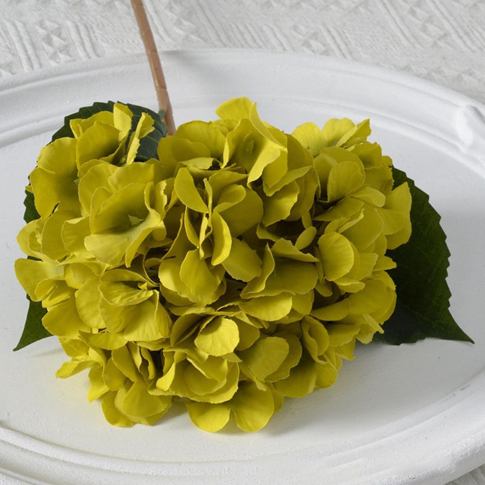 Wedding Garden 45CM Artificial Hydrangea Colorful With Leaves Fake Silk Flowers Realistic Blue Flower Bouquet