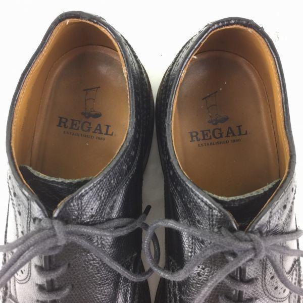 REGAL Wingtip Business Shoes Black size 24.0EE(USED)