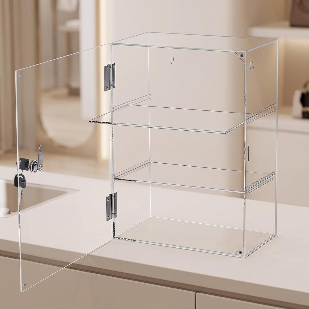 Acrylic Display Case Transparent Cabinet Clear with Removable Shelves for