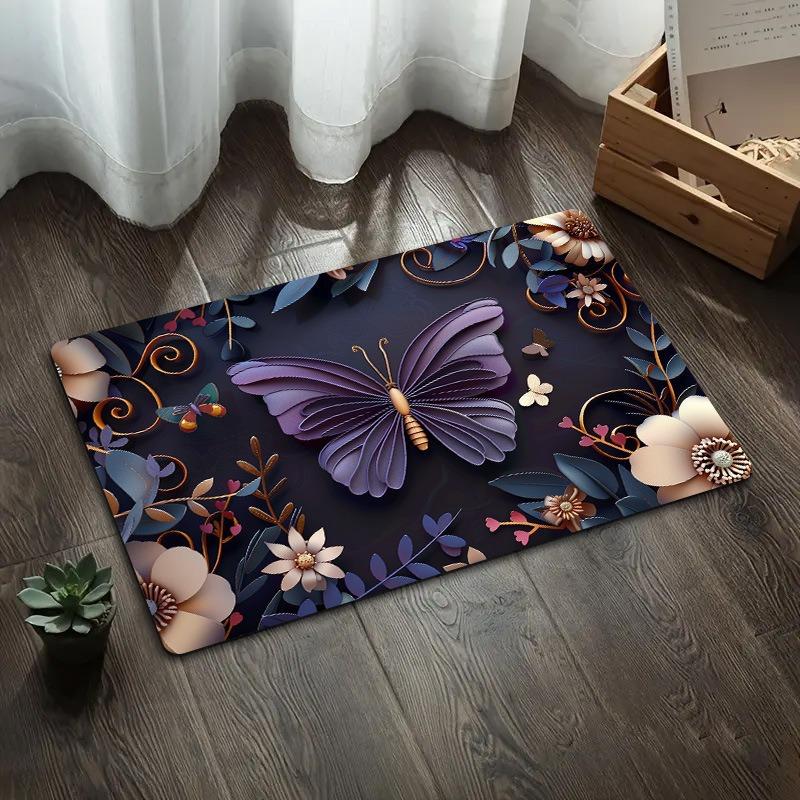 3D Butterfly Carpet Floor Mat Anti Slip Bathroom Entrance Door and Foyer Floor Mat