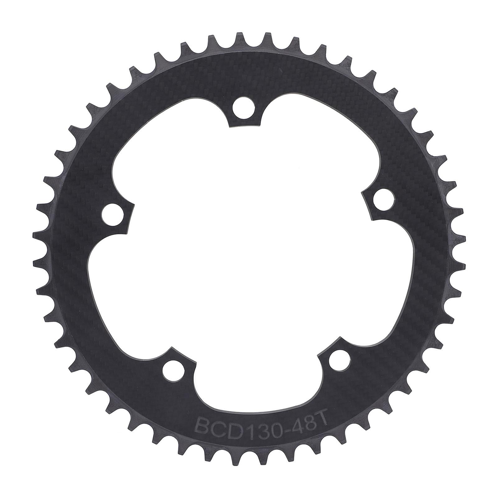 130BCD Cycle Chainring 48T Carbon Fiber 5 Hole Round Narrow Wide Tooth Chainring for Road Folding Cycles