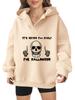 2025 new European and American Halloween women's hooded sweater front and rear pattern winter fleece loose casual