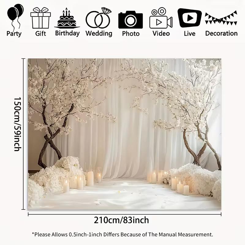 2D Elegant Cherry Blossom Ceremony Backdrop Photography Background Banner 47.2x31.5inch/120*80cm