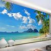 3D Wallpaper Murals Blue Sky White Clouds Sea Island Beach Coconut Tree Landscape Photo Mural Living Room Bedroom Decor