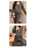 Cherry Cardigan Pajama Set: Women's Drawstring Fleece with Chest Pad - Korean-Style, Long Sleeve, Two-Piece Homewear.