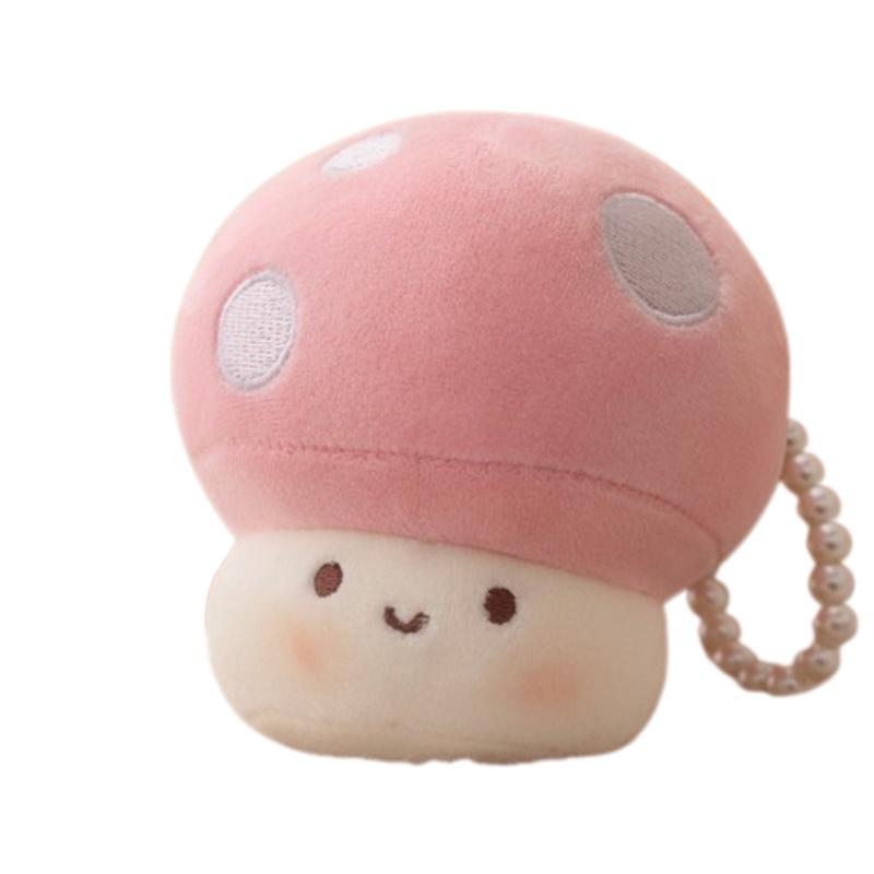 

Fluffy Plush Mushroom Doll With Customizable Design Perfect For Gift And Hanging On Bags розовый
