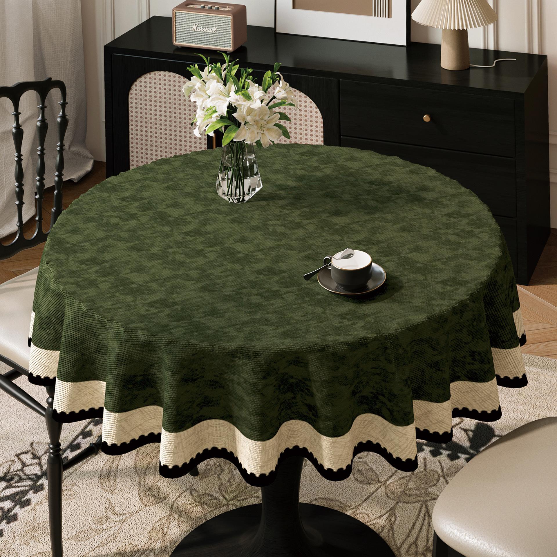 Retro Round Table Tablecloth Heat Insulation Scald Prevention Circular Dining Table Cloth Home Living Room Decoration Coffee Desktop Cover Cloth round 100cm