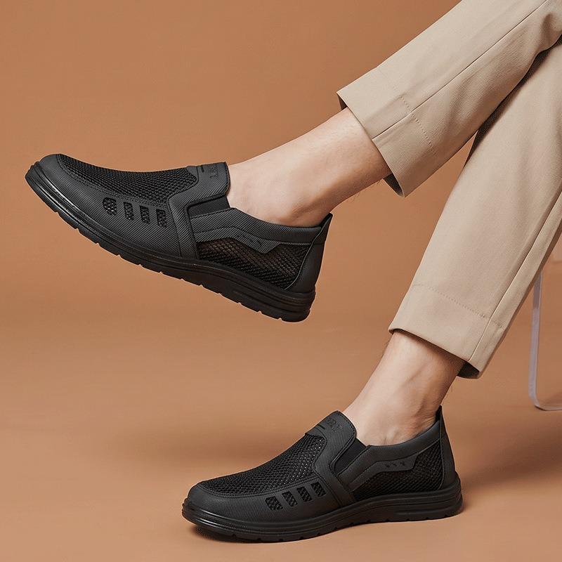 Summer new mesh shoes old Beijing cloth shoes men's one-pedal lightweight soft-soled casual shoes simple and breathable dad shoes