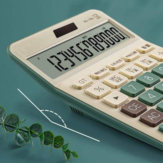 Mechanical Calculator 12 Digit Large LCD Display Big Buttons Easy To Press Compact Size Portable Colorful Calculator