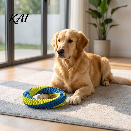 Outdoor Interactive Dog Toys Dental Tug Toy, Textured Woven Nylon Chew Teeth Cleaning Training for Dogs Round or Figure 8 Design, Washable Toy Chewing