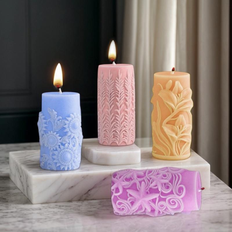 Lily Flower Relief Candle Silicone Mold DIY Linglan Flower Fragrance Smoked Soybean Wax Mold Gypsum Home Decoration Tool