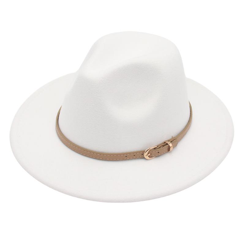 Fedora Spring And Summer Small Belt Felt Hat Percussion Performance Jazz Hat Woolen Top Hat Big Eaves Hat
