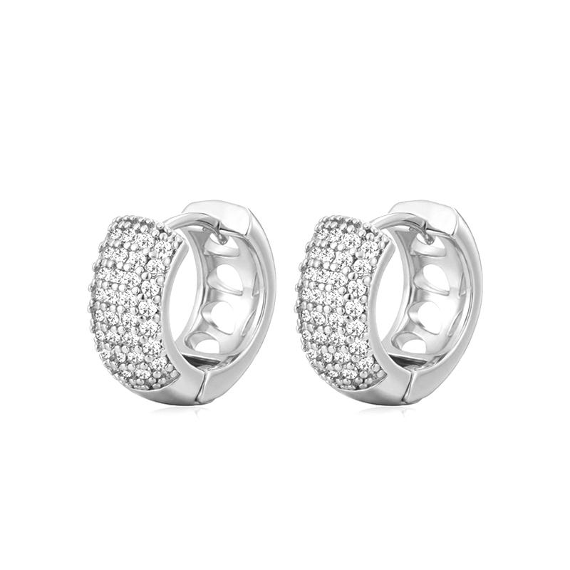 Luxury AAAA Zirconia Round Huggie Hoop Earrings For Women Geometric Ear Buckle Wedding Engagement Party Trendy Classic Jewelry