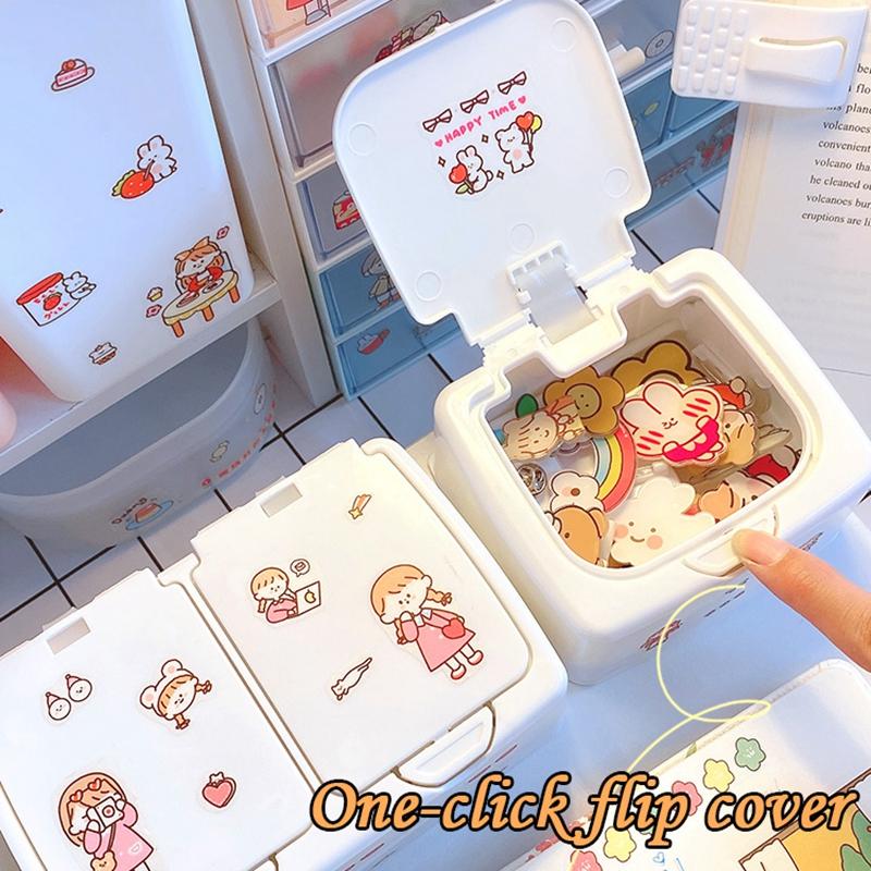 Ins Tlačidlo Stolný Roztomilý Úložný Box s Vekom Drobnosti Mini Úložný Box na Šperky Organizér Kawaii Box Nádoba Úložný Malý