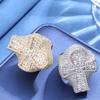 Blandat Diamantset Hip-Hop Stil Isdiamant Mänsklig Diamant Julklapp Kubansk Herrring Glänsande 18k Guldpläterad Korsring
