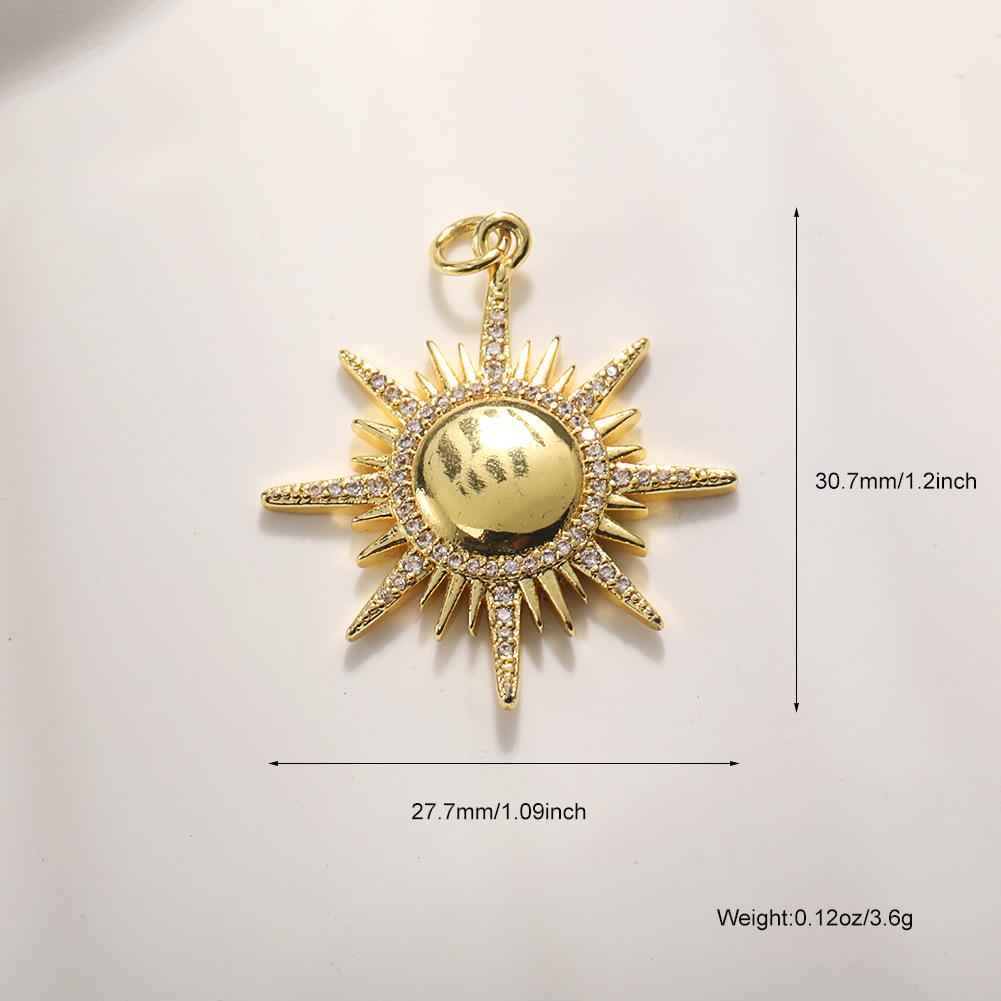 Trendy Sun Pendant Copper Gold-Plated Drip Oil DIY Jewelry: Necklace, Bracelet, Earring Accessories for Women