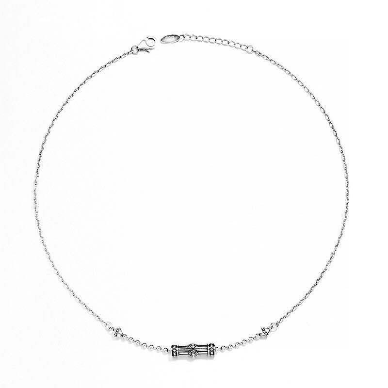 

Retro Cylinder Cross Thai Silver Necklace Women S Simple Light Luxury Design Temperament Collarbone Chain Tide