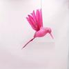 1PC Pink Artificial Bird Pendant - Real Feathered Bird Model, Shiny Surface, Durable Plastic Hanging Ornament