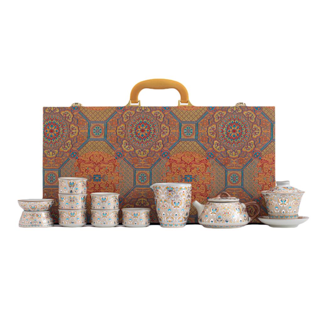 Ru Kiln Dunhuang Baoxiang One-pot Six-cup Tea Set Set for Customers, Business Gifts for Employees, and As Souvenirs