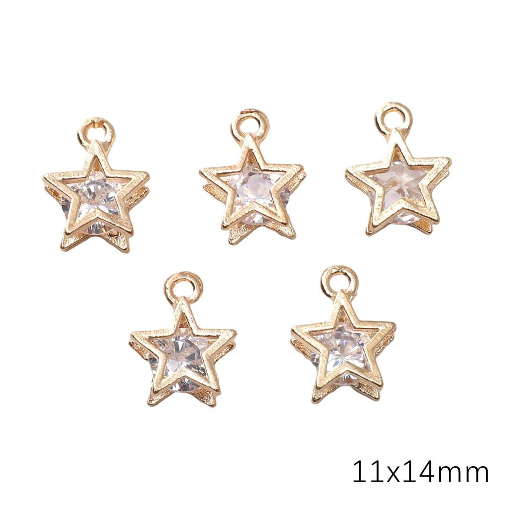 Alloy Charms Inlaid Zircon Heart Star Rhinestone Pendant Accessory For DIY Earring Necklace Accessories