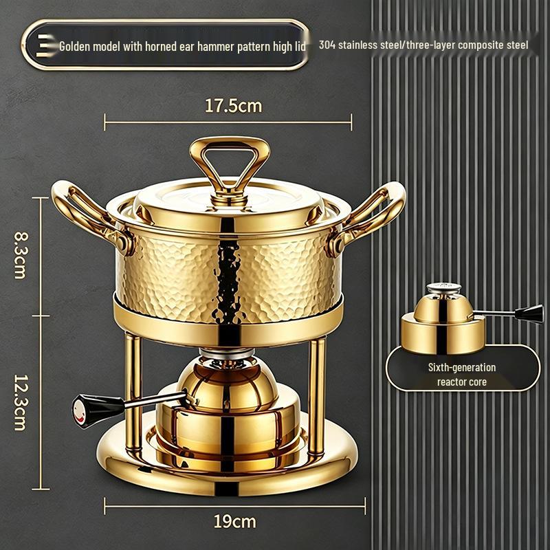 304 Stainless Steel Single-Person Hot Pot with Inflatable Gas Stove for Home, Commercial, and Camping Use