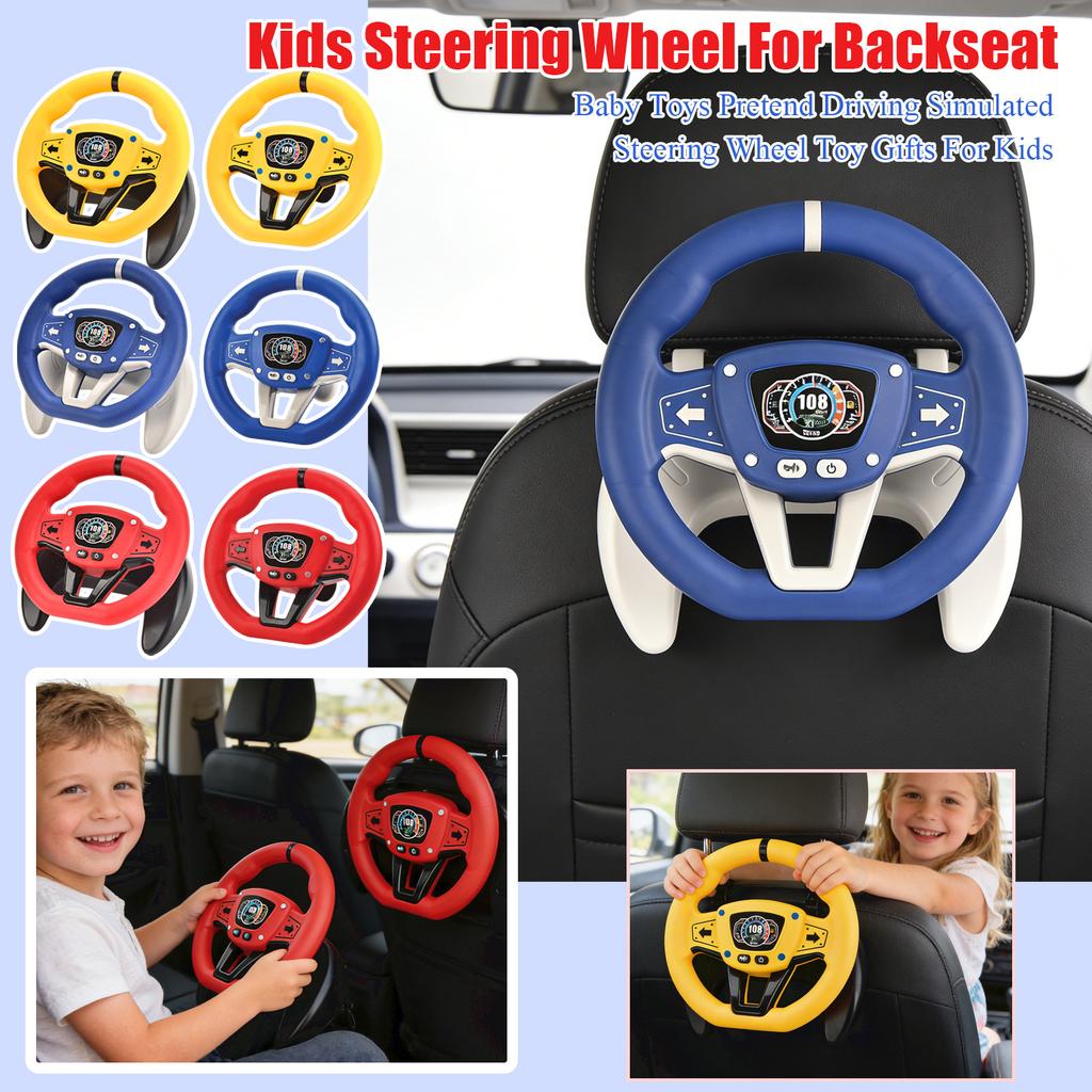 Kids Steering Wheel For Backseat, Baby Toys Pretend Driving Simulated Steering Wheel Toy Gifts For Kids Toddlers